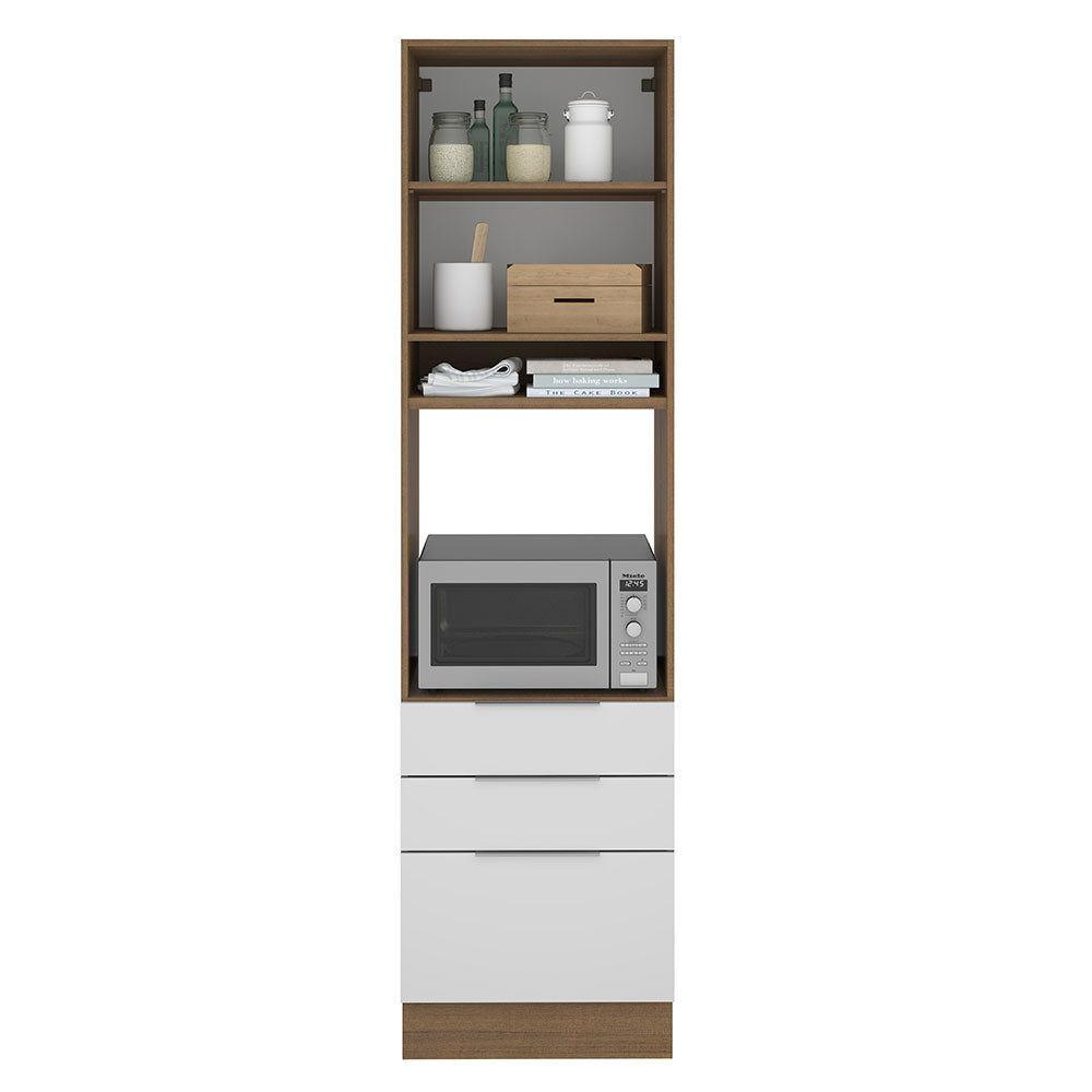 Mueble de Cocina para Horno 60 cm 1 Puerta 3 Cajones Marrón/Blanco Stella Madesa