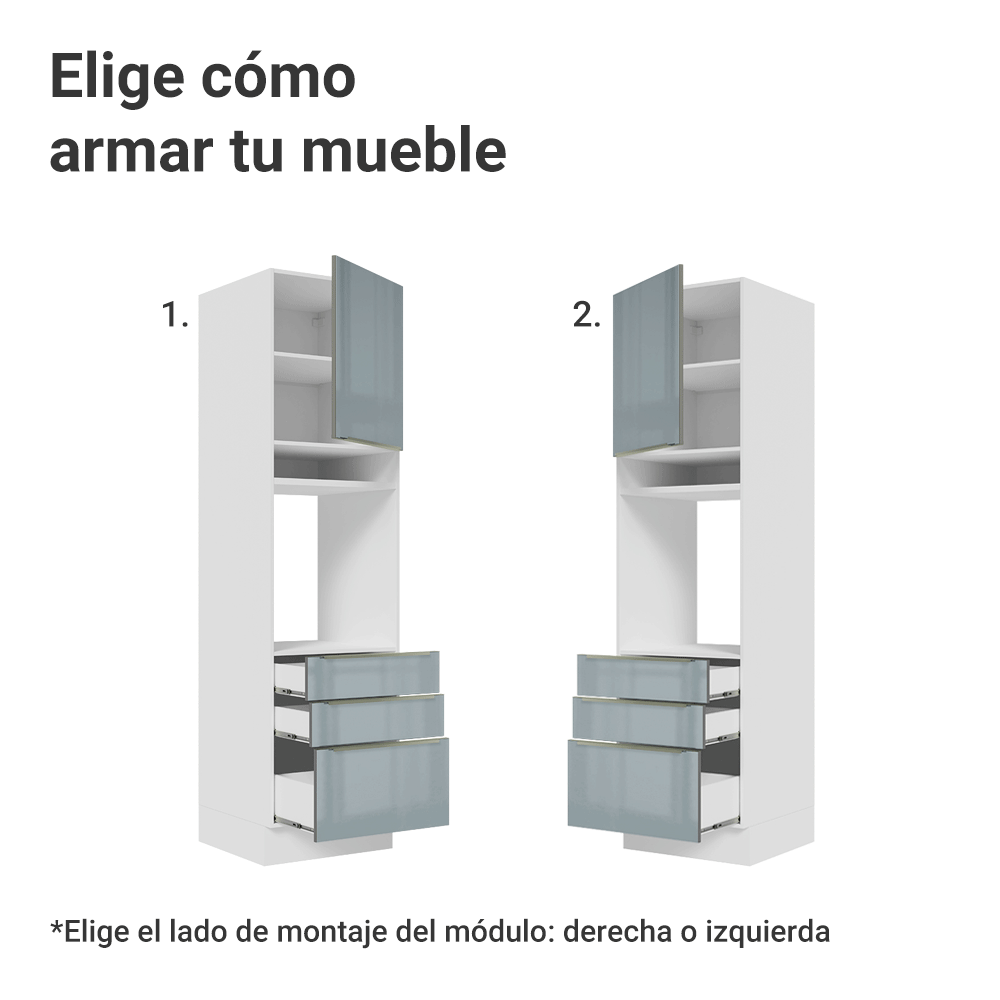 Mueble para Horno/Microondas 60 cm 1 Puerta y 3 Cajones Marrón/Gris Lux Madesa