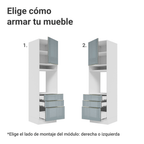 Mueble para Horno o Microondas 60 cm 1 Puerta y 3 Cajones Blanco/Gris Lux Madesa