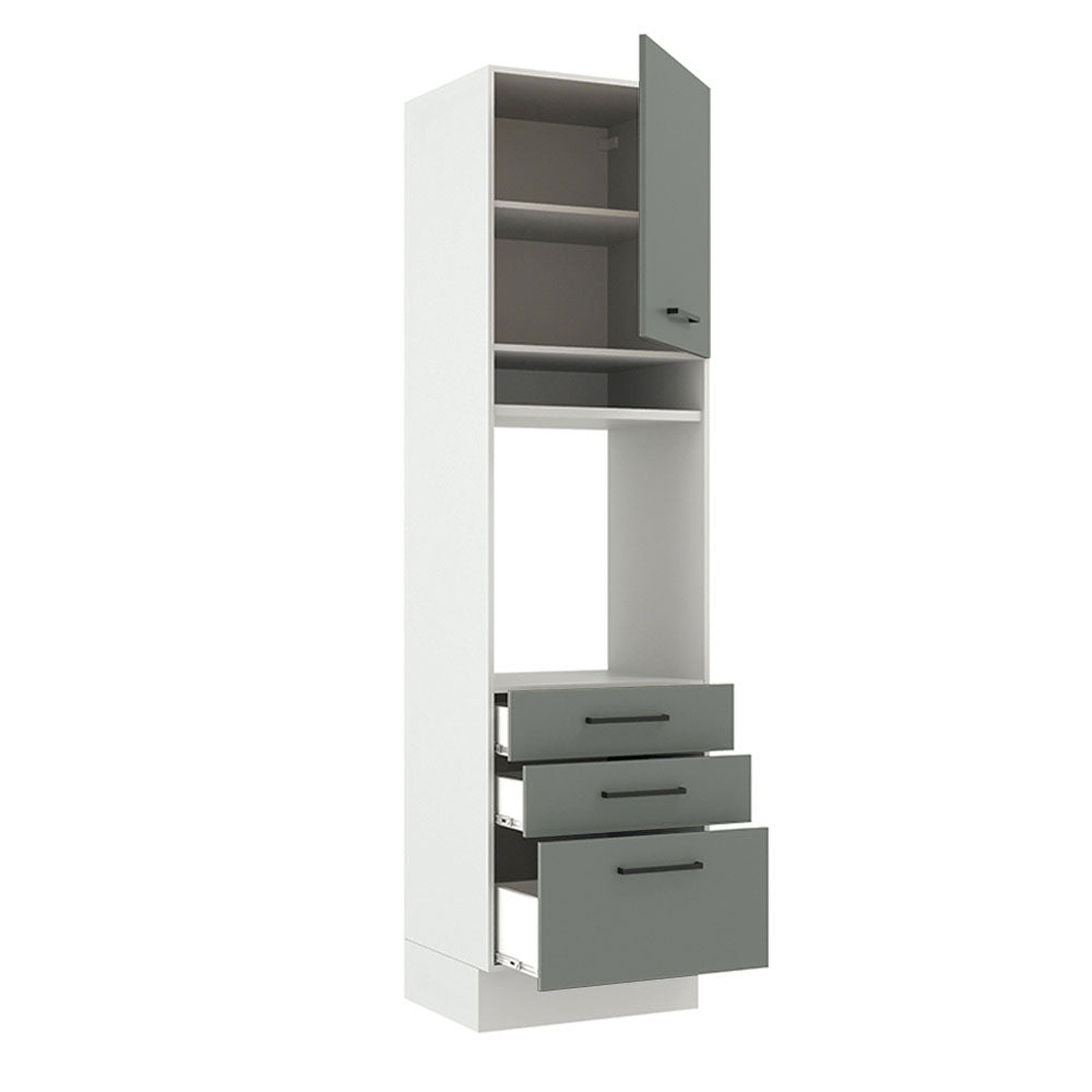 Mueble de Cocina para Horno 60 cm 1 Puerta 3 Cajones Blanco/Gris Agata Madesa