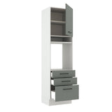 Mueble de Cocina para Horno 60 cm 1 Puerta 3 Cajones Blanco/Gris Agata Madesa