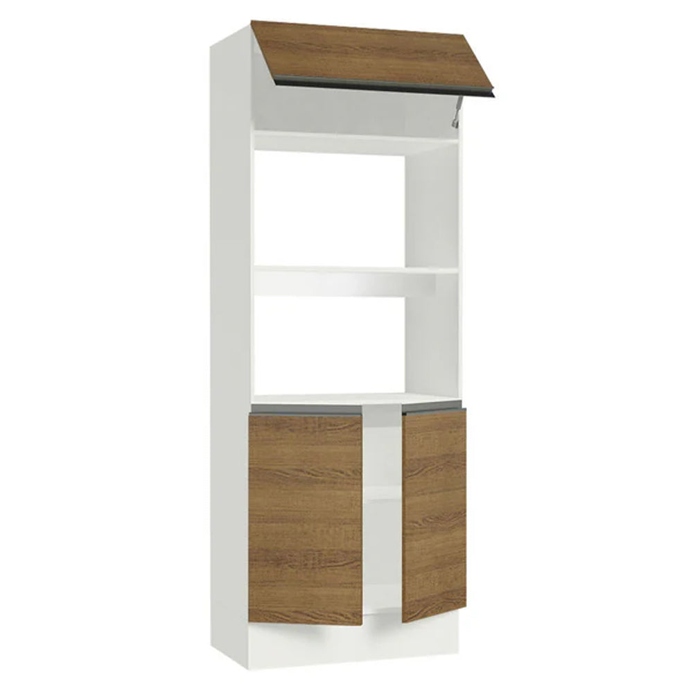 Mueble de Cocina para Horno 2 Puertas e 1 Suspensa Blanco/Marrón Smart Madesa