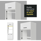 Mueble de cocina para Horno/ Microondas 70 cm Sin cajones 3 Puertas Agata Blanco