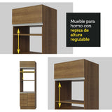 Mueble de cocina para Horno/ Microondas 70 cm Sin cajones 3 Puertas Glamy Marrón
