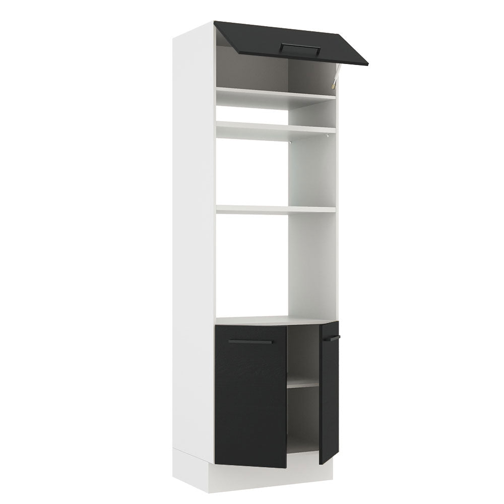 Mueble de cocina para Horno/ Microondas 70 cm Sin cajones 3 Puertas Agata Blanco/Negro