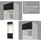 Mueble para Horno y Microondas 70 cm 3 Puertas Blanco/Negro Lux Madesa