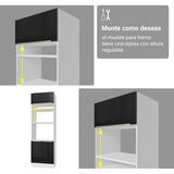 Mueble para Horno/Microondas 70 cm 3 Puetas Blanco/Negro Lux Madesa