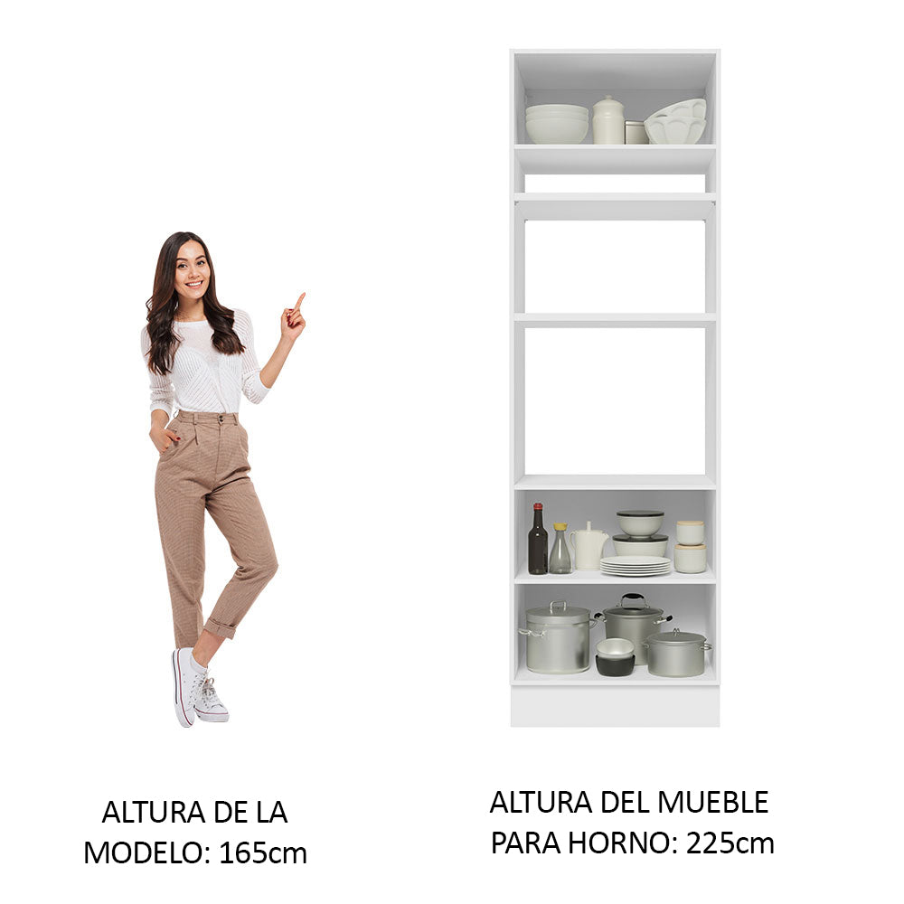 Mueble de cocina para Horno/ Microondas 70 cm Sin cajones 3 Puertas Glamy Blanco/Marrón