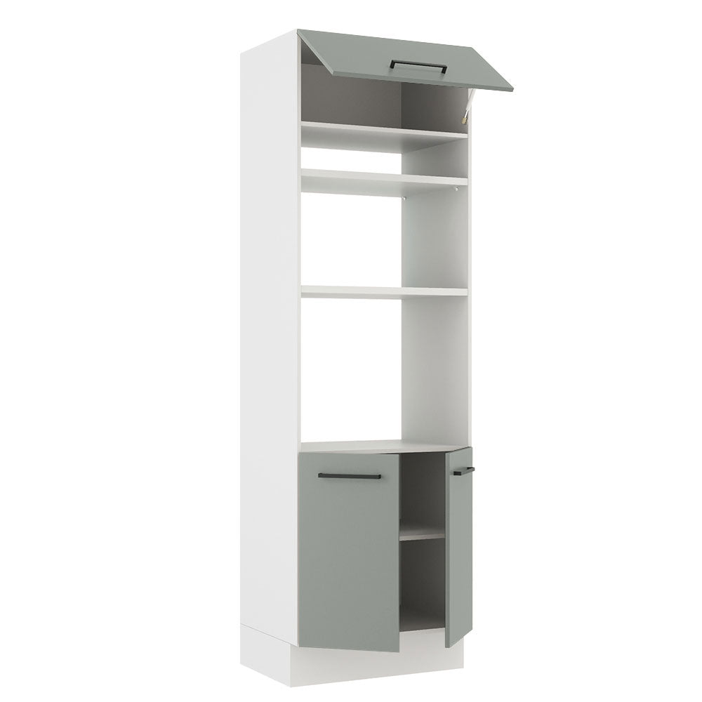 Mueble de cocina para Horno/ Microondas 70 cm Sin cajones 3 Puertas Agata Blanco/Gris