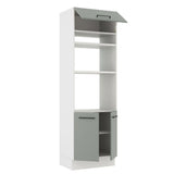 Mueble de cocina para Horno/ Microondas 70 cm Sin cajones 3 Puertas Agata Blanco/Gris