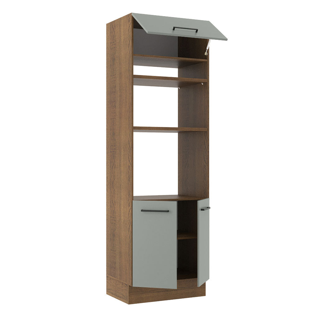 Mueble de cocina para Horno/ Microondas 70 cm Sin cajones 3 Puertas Agata Marrón/Gris