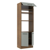 Mueble de cocina para Horno/ Microondas 70 cm Sin cajones 3 Puertas Agata Marrón/Gris