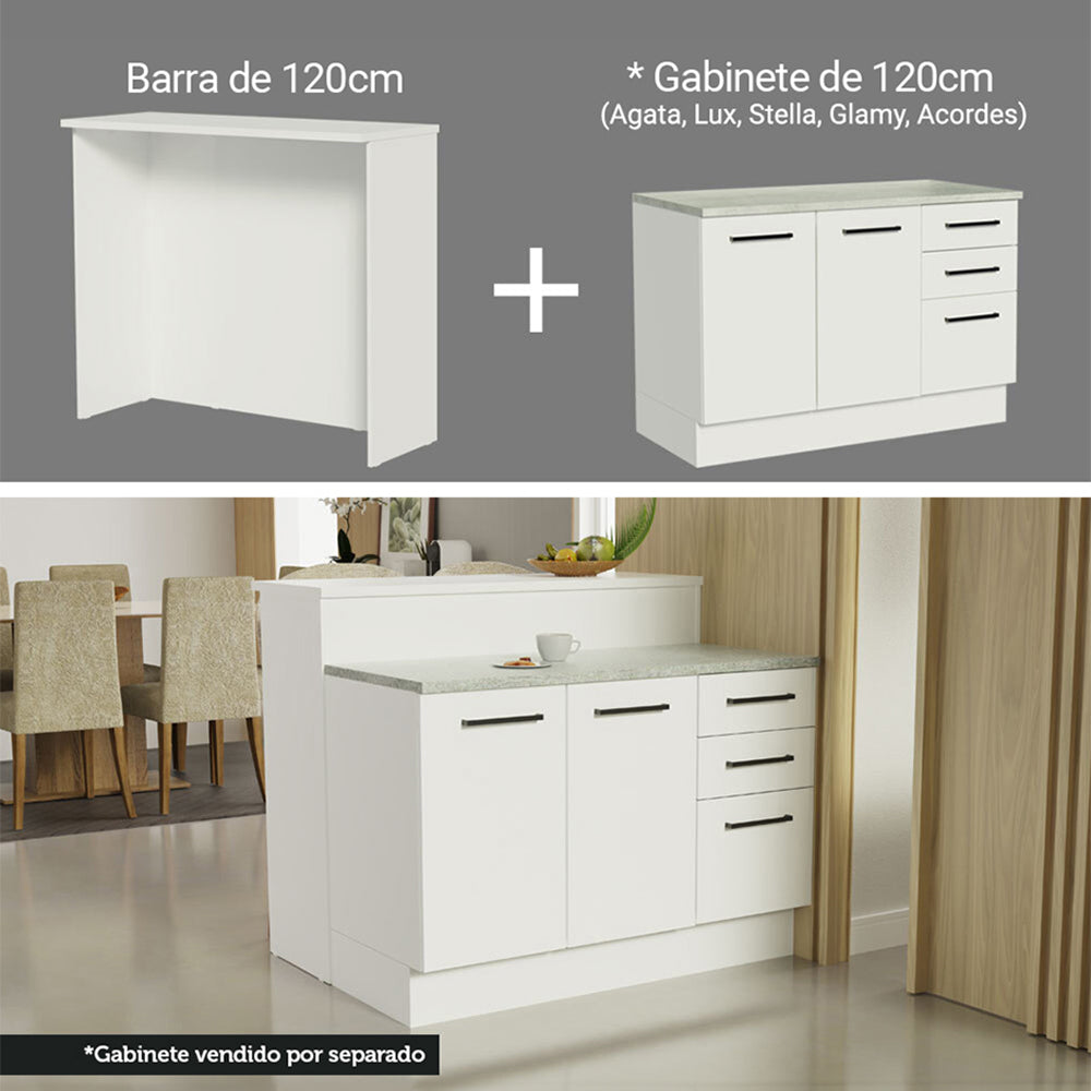 Isla de Cocina con Barra desayunador Madesa 120cm B1