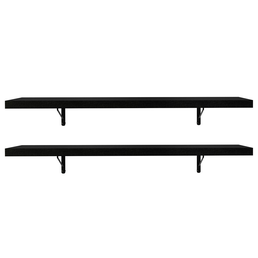 Kit de 2 Estantes de Cocina Flotantes 80 cm con Soportes, Negro