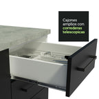 Combo completo de Cocina Esquinera 499 cm 14 Puertas 3 Cajones Sin Mesada Blanco/Negro Agata Madesa