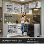 Combo completo de Cocina Esquinera 349 cm 7 Puertas 3 Cajones Sin Mesada Blanco Glamy Madesa