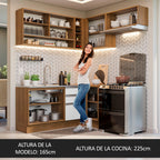 Combo completo de Cocina Esquinera 349 cm 7 Puertas 3 Cajones Sin Mesada Marrón/Blanco Glamy Madesa 06