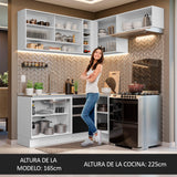 Combo completo de Cocina Esquinera 349cm Blanco/Negro Glamy Madesa 06