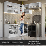 Combo completo de Cocina Esquinera 349cm Blanco Glamy Madesa