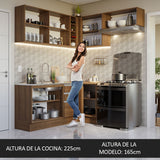 Combo completo de Cocina Esquinera 349cm Marrón Glamy Madesa 07