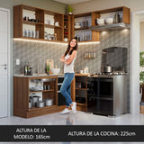 Combo completo de Cocina Esquinera 349cm Marrón/Negro Glamy Madesa 07