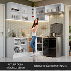 Combo completo de Cocina Esquinera 349 cm 7 Puertas 3 Cajones Sin Mesada Blanco/Marrón Glamy Madesa