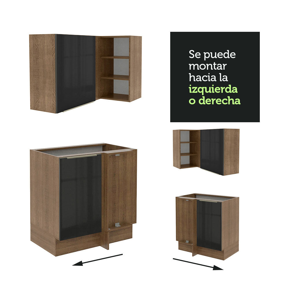 Combo completo de Cocina Esquinero 526cm Marrón/Negro Lux Madesa 01