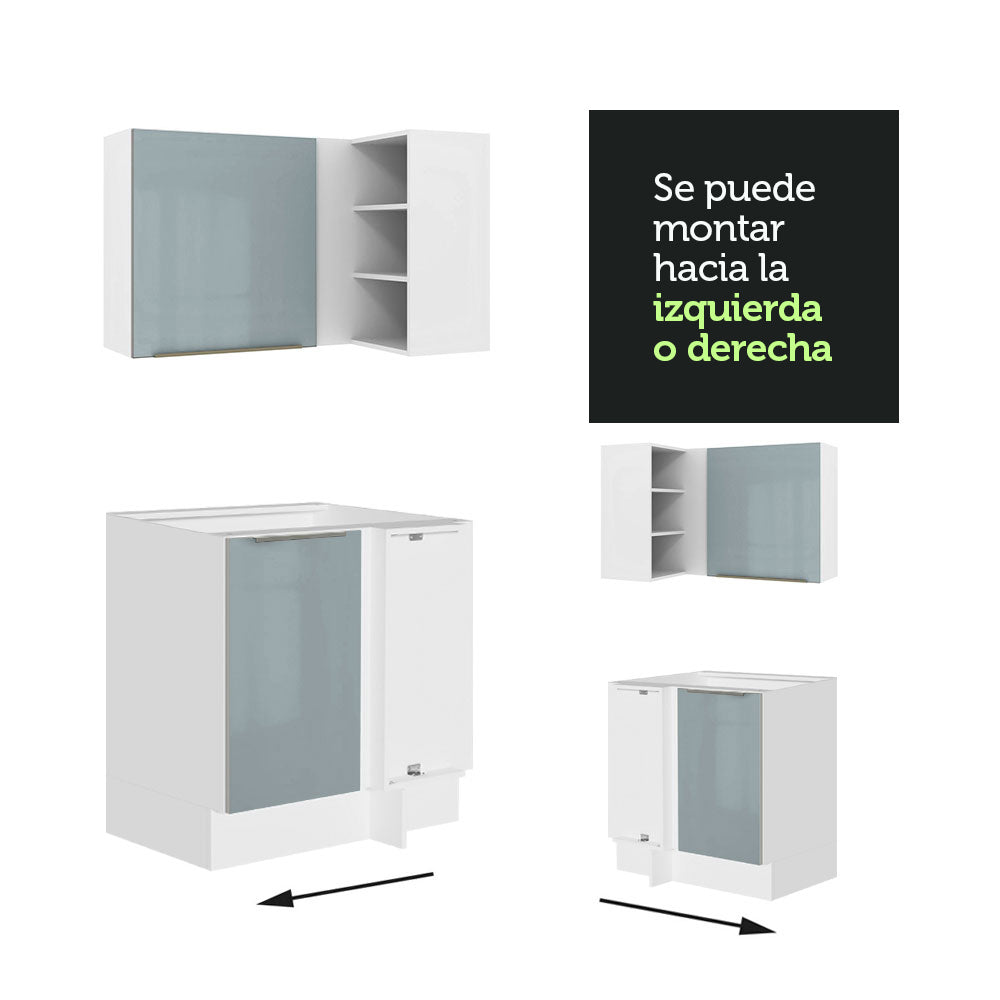 Combo completo de Cocina Esquinero 546cm Blanco/Gris Lux Madesa 01