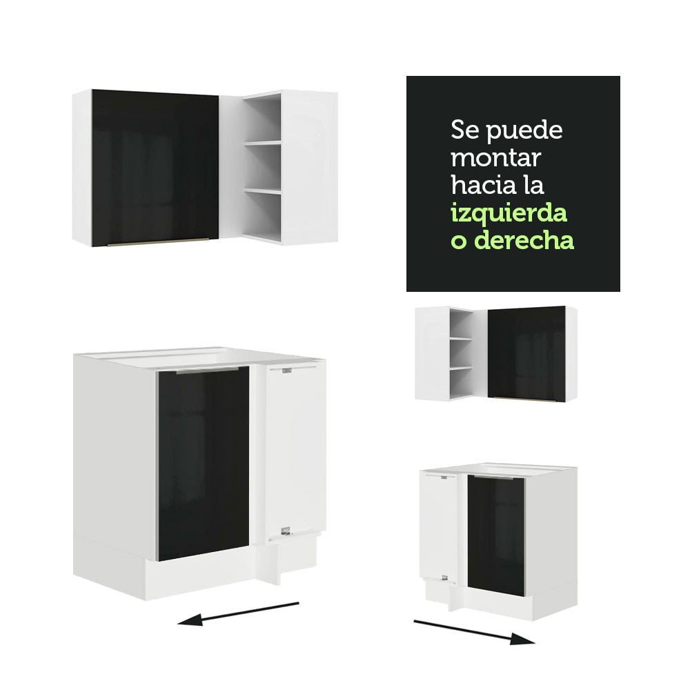 Combo completo de Cocina Esquinera 546 cm Blanco/Negro Lux Madesa 03