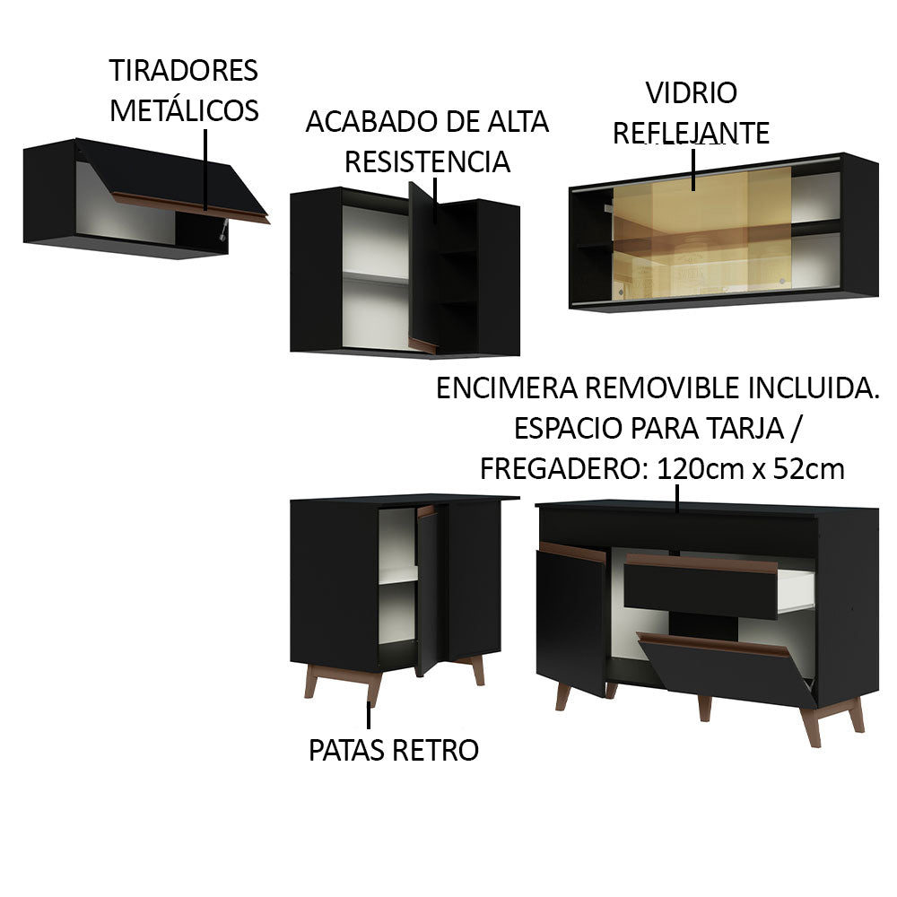 Combo completo de Cocina Esquinera 332cm Negro Reims 03