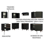 Combo completo de Cocina Esquinera 392 cm 10 Puertas 3 Cajones Negro Reims Madesa