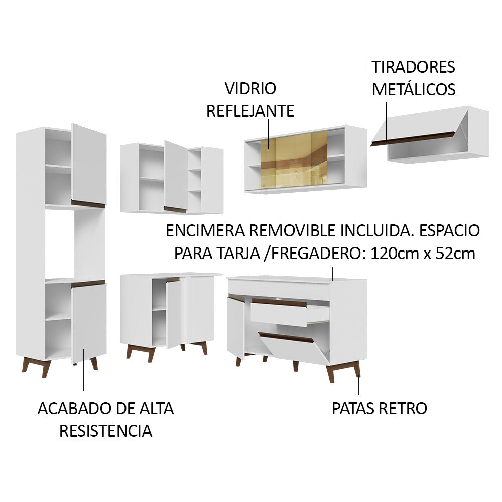 Combo completo de Cocina Esquinera 392 cm 9 Puertas 1 Cajón Blanco Reims Madesa