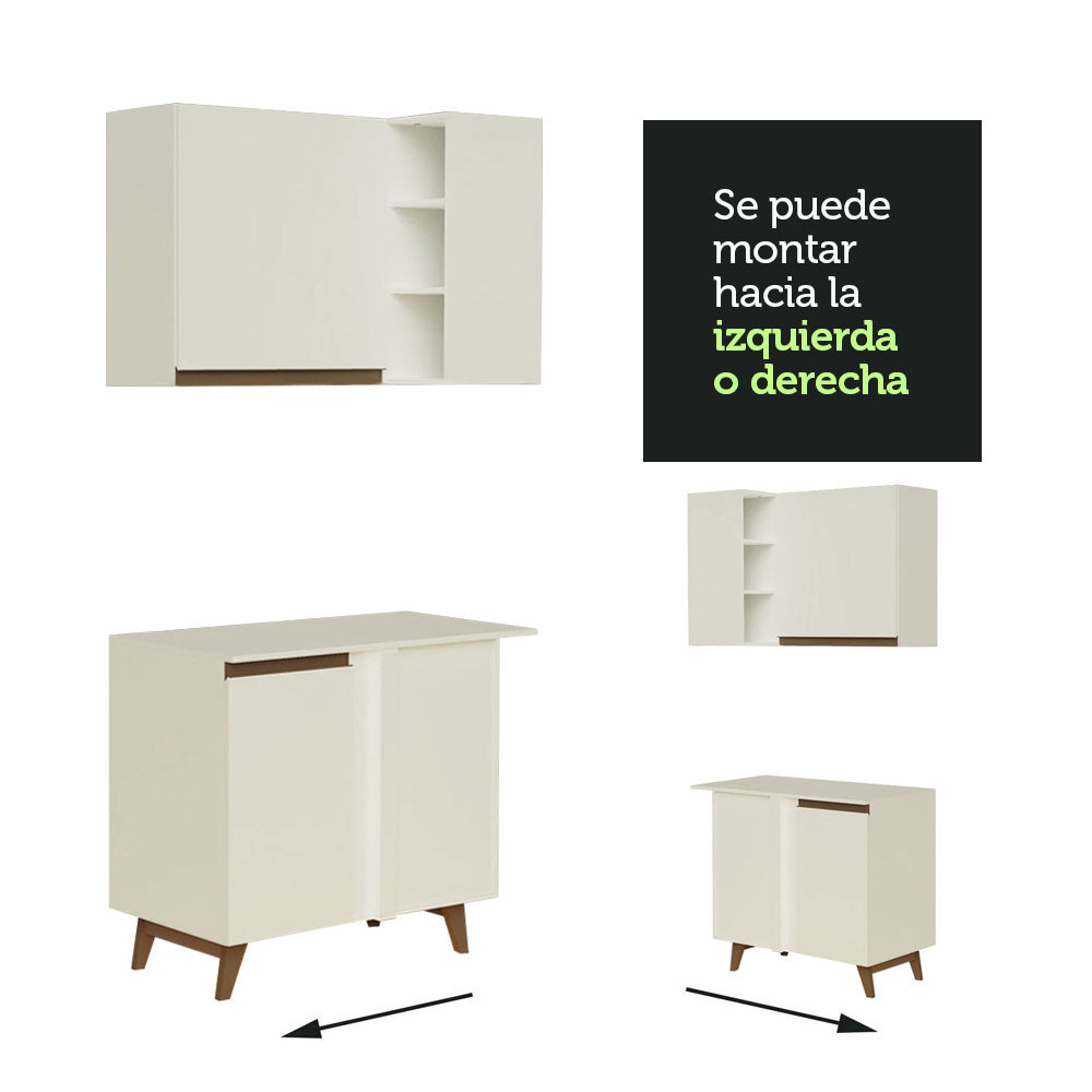 Combo completo de Cocina Esquinera 462 cm 9 Puertas 4 Cajones Blanco Reims Madesa