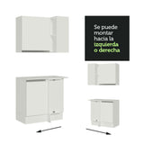 Kit Cocina Esquinera 100% MDF 2 Puertas y Nicho Blanco Smart Madesa
