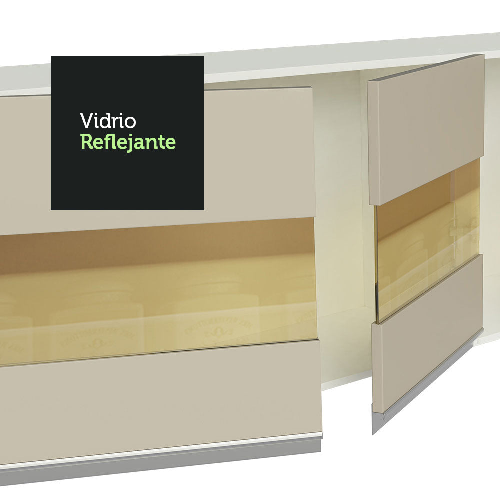 Cocina Compacta Smart 100% MDF 180 cm 7 Puertas 2 Cajones (Con Mesada) Blanco/Marrón/Crema Madesa