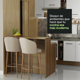 Isla de Cocina con Barra desayunador y Bajo Mesada 120 cm Marrón/Blanco Agata Madesa