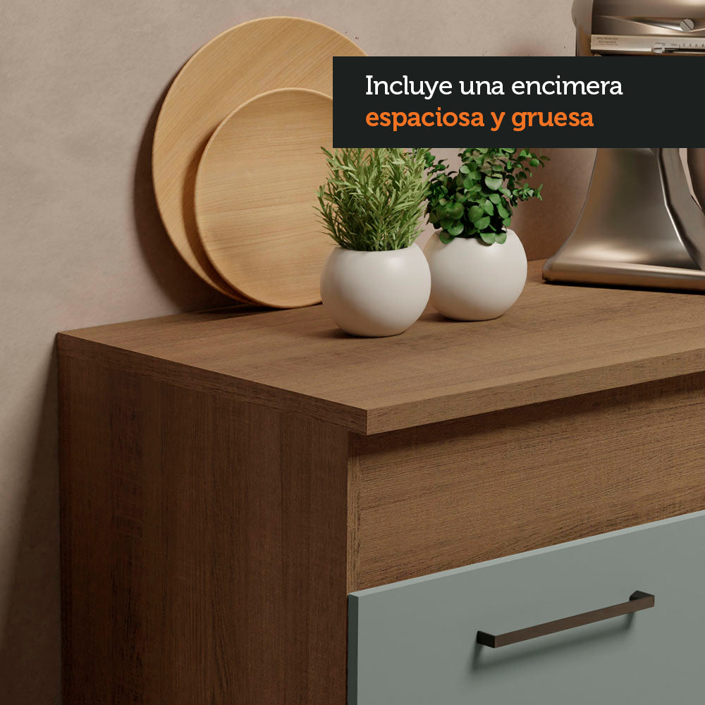 Cocina Compacta 150 cm 4 Puertas 2 Cajones Marrón/Gris Agata Madesa