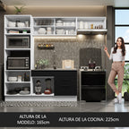 Combo completo de Cocina 270 cm 7 Puertas 2 Cajones Sin Mesada Blanco/Negro Agata Madesa 04