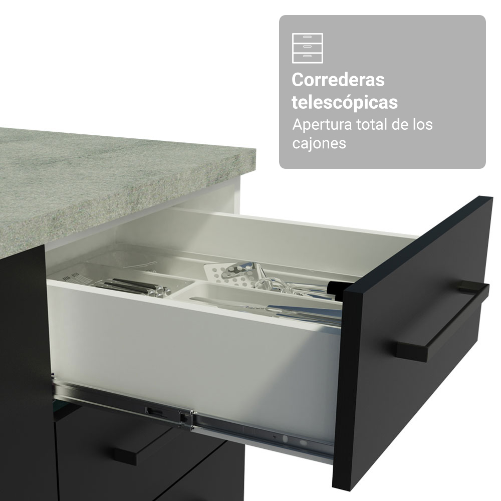 Combo completo de Cocina 270 cm Blanco/Negro Agata Madesa