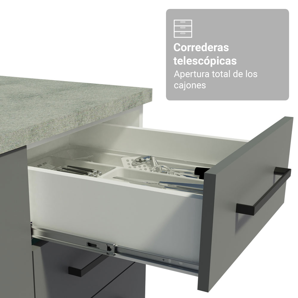 Combo completo de Cocina 270 cm Blanco/Gris Agata Madesa