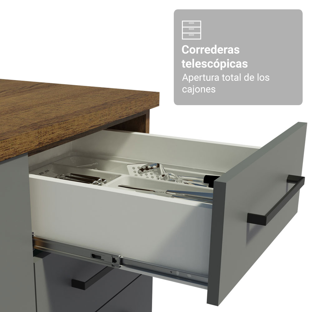 Combo completo de Cocina 270 cm Marrón/Gris Agata Madesa