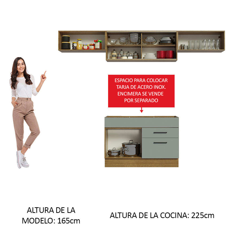 Cocina Compacta 280 cm Agata Marrón/Gris 01