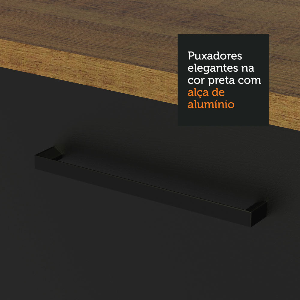 Combo completo de Cocina 290 cm 9 Puertas 2 Cajones Sin Mesada Marrón/Negro Agata Madesa