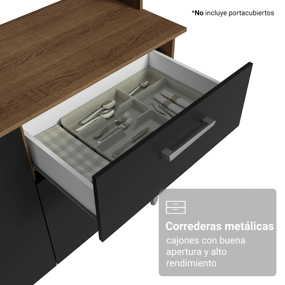 Cocina Compacta 196 cm Aura Marrón/Negro 01