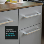 Cocina Compacta 180 cm 5 Puertas 1 Cajón Marrón/Gris Easy Madesa