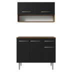 Cocina Compacta 105 cm 5 Puertas 1 Cajón Marrón/Negro Emilly Madesa