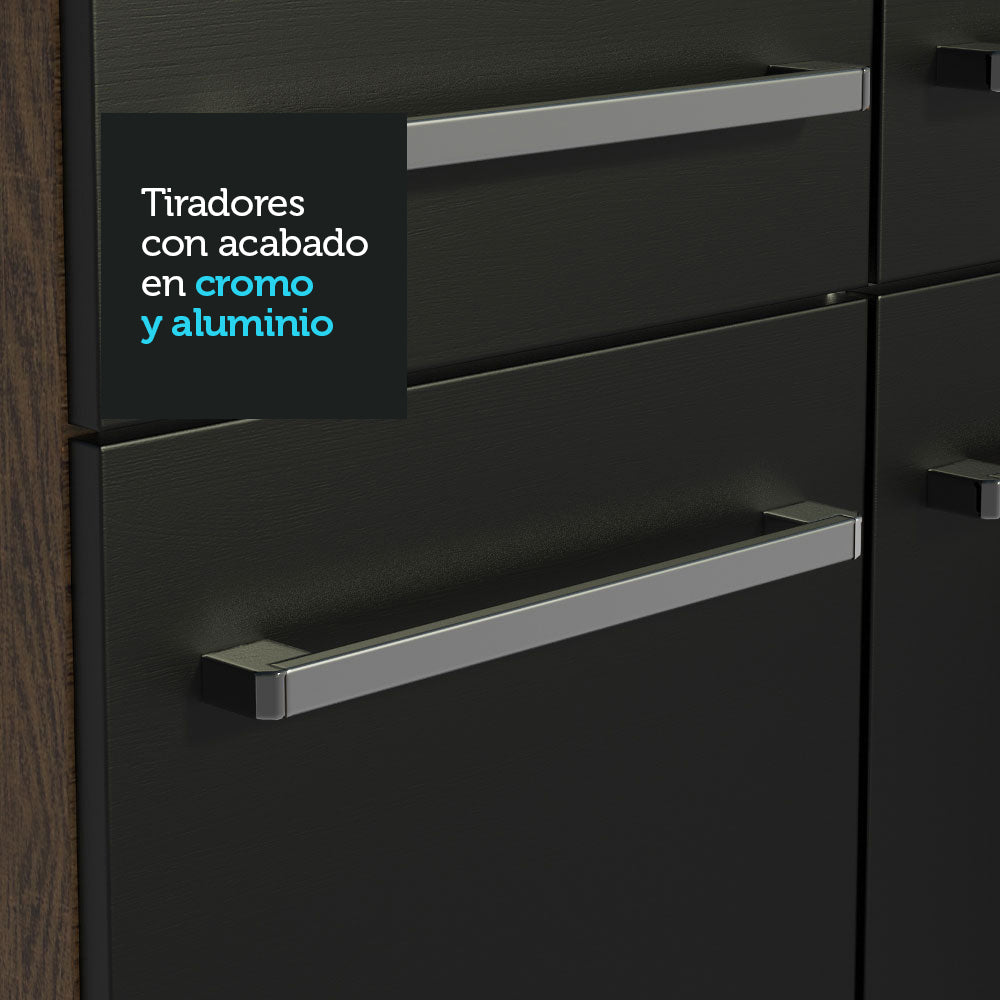 Combo de Cocina 137cm Marrón/Negro Emilly Silver Madesa 01