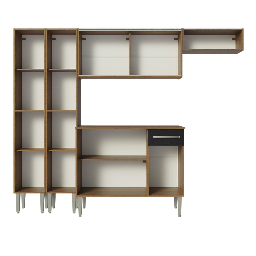 Combo completo de Cocina 229cm Marrón/Negro Emilly Madesa 09
