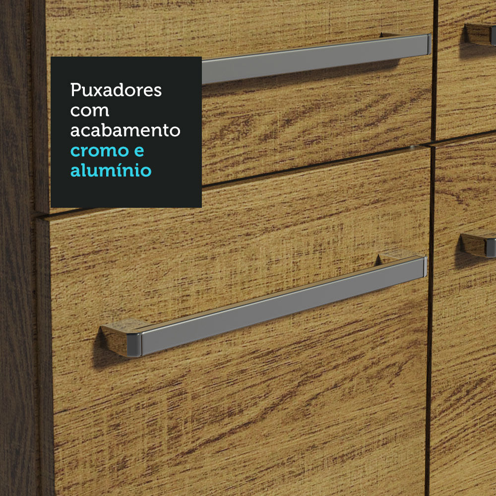 Combo completo de Cocina 229 cm 9 Puertas 1 Cajón con Bacha de Acero Inoxidable Marrón Emilly Madesa