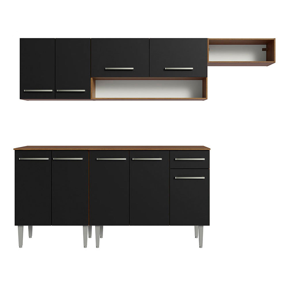 Combo completo de Cocina Madesa Emilly 229cm Marrón/Negro 14